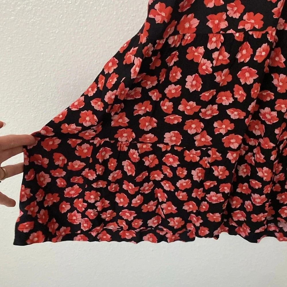 Ganni S Lindale Red Floral Crepe Mini Dress - Picture 8 of 13